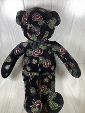 Sugar Loaf Black Plush Stuffed Psychedelic Floral Sparkling Teddy Bear 17
