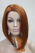 Asymmetrical no bangs orange brown side skin top wig Ladies Cosplay Wig