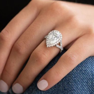 Diamant Gold Verlobungsring 2,75 ct IGI Lab Created Birnenschliff 14k Weiß E ...