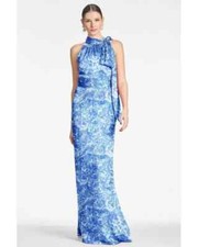 Sachin Babi Mediterranean Blooms Floral Print Kayla Halter Gown Size 14 325
