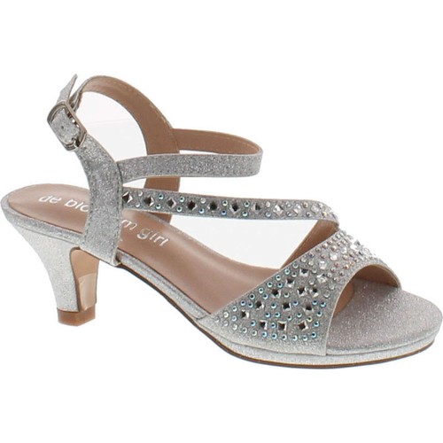 De Blossom Girls K-Stella-2 Stunning Strappy Dress Heel Metallic Party Shoes