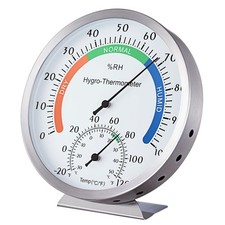 5 Inch Analog Hygrometer Thermometer Stainless Steel Indoor Outdoor...