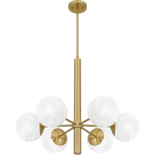 Aged Brass Six Light Chandelier from the Solei Collection - Picture 4 of 6