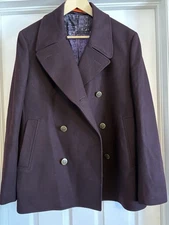 Tallia Burgundy Double Breasted Peacoat Men’s Size Large — Wool Blend