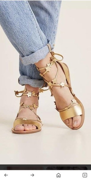 Women Loeffler Randall Sandals Gold Leather 39