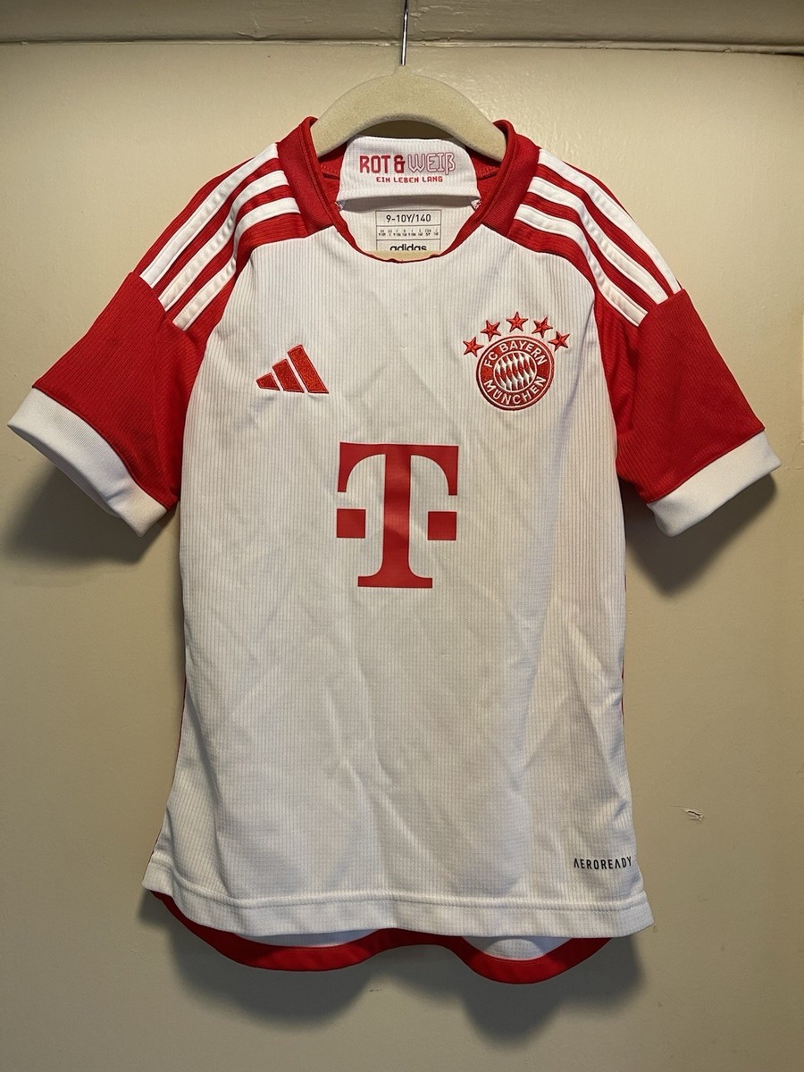 ADIDAS FC BAYERN MUNCHEN YOUTH SMALL JERSEY RED & WHITE NICE