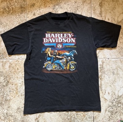 Vintage Harley Davidson Shirt Men L 80s A Desire To Be Free 80s Holubek Biker