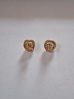 14k yellow gold pearl stud earrings, 5.5 mm Pearls, 1.6 Grams  Signed JCM Co. — photo 2