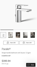 Kohler K-23472-4-CP Parallel Single Handle Bathroom Sink Faucet -Polished Chrome
