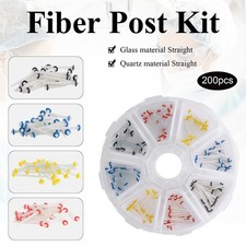 200pcs Dental Straight Composite Fiber Post Kit Glass & Quartz 1.0 1.2 1.4 1.6mm