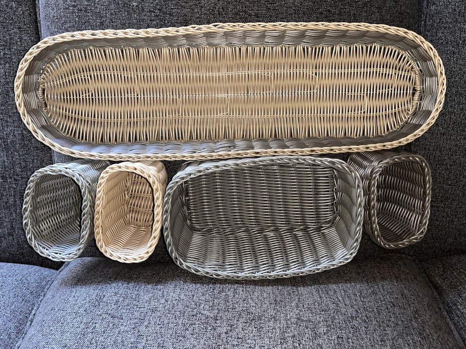Discontinued Pampered Chef Wicker Serving Caddy - 5 Piece Set - Image 4 of 4