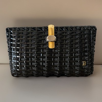Authentic Bally woven straw clutch bag From Japan0978