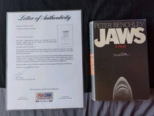 1974 JAWS SIGNED BY PETER BENCHLEY PSA DNA AUTHENTIC W/ LETTER CODE P7 RARE NICE