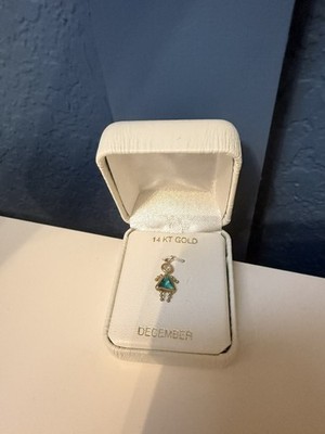 14K Yellow Gold December Girl Birthstone Charm