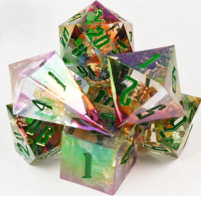 DND Dice Set - Emergence - 7 Handmade Resin Dice - Rare & Retired - RPG Games
