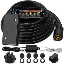 WOLFWILL 7 Pin Trailer Wiring Harness Kit 12FT, 7 Way Trailer Plug with