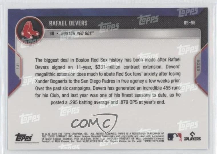 2022 Topps Now Off-Season /461 Rafael Devers #OS-56 - Image 2 of 2