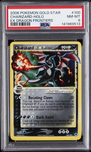 2006 POKEMON EX DRAGON FRONTIERS GOLD STAR #100 CHARIZARD-HOLO PSA 8