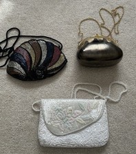 Vintage Purse Lot - Beaded - White, Multicolor, Brown/Gold Clamshell