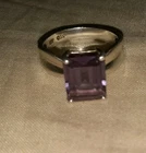 925 Sterling Silver  Vintage Amethyst Shiny Fluted Band Ring Sz Approx 7.5
