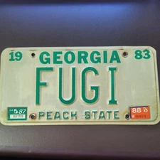 Vintage 1983 Georgia Vanity License Plate "FUGI"