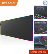 RGB Gaming Mouse Pad 35.4 x 15.7 in - Stunning 12 Lighting Modes  Non-Slip Base