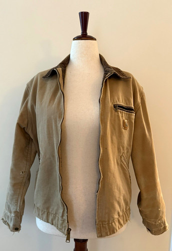 Carhartt Men's Detroit Jacket 2000s in Tan/Brown Lined Distressed Style Size M