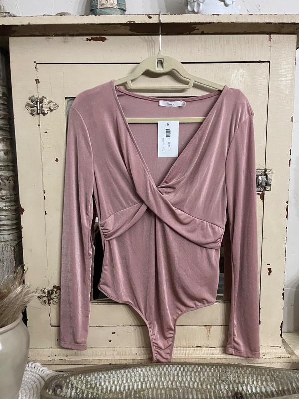 Woman’s pink/rose sexy metallic bodysuit by Lush boutique size L NEW