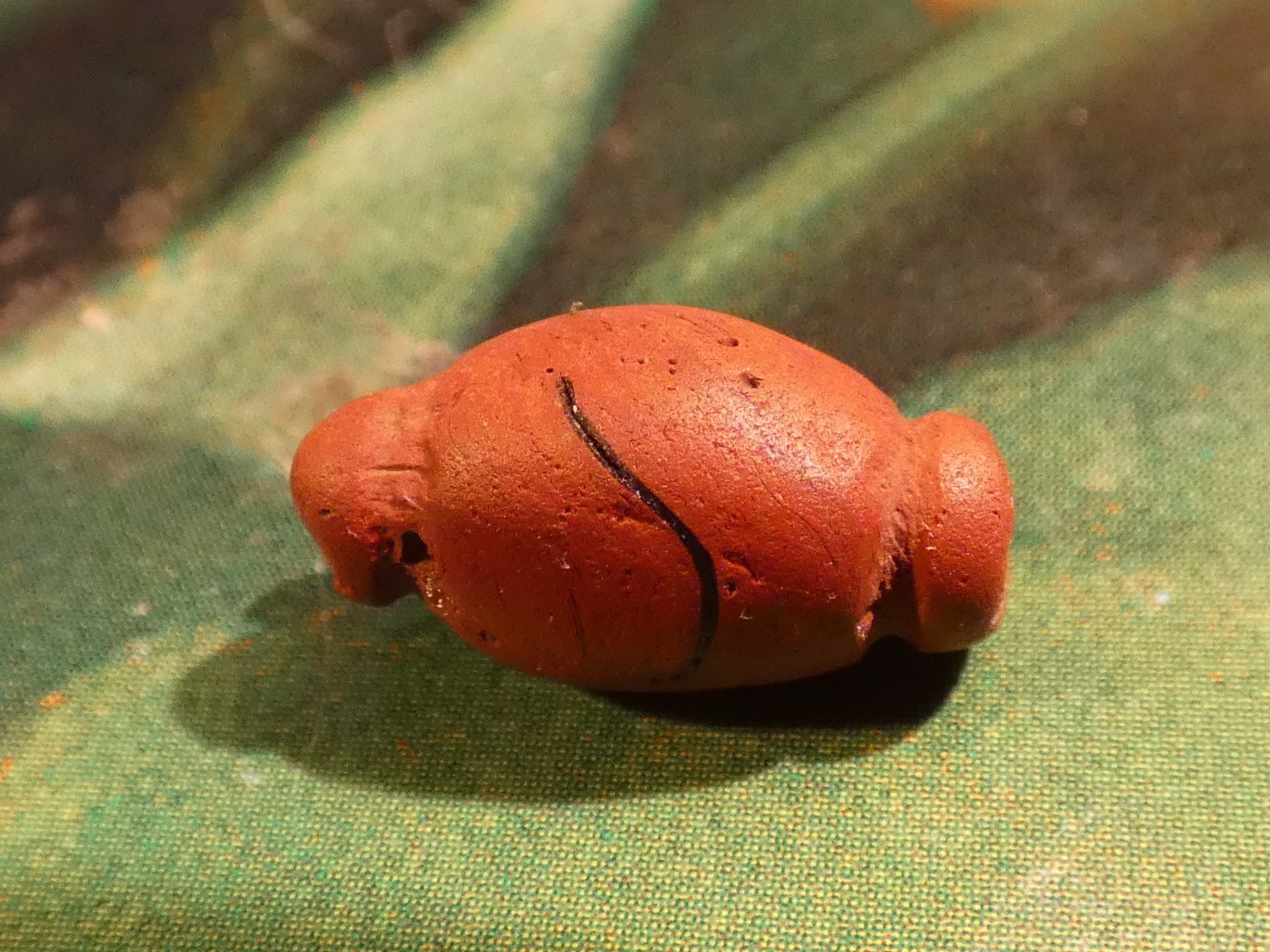 ANCIENT PYU RED BROWN GLASS COLLAR SHAPE BEAD 12.6-6.9 MM MATTE SURFACE FINISH