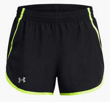 Small Under Armour Small Women's Fly by Shorts Black w neon yellow side stripe