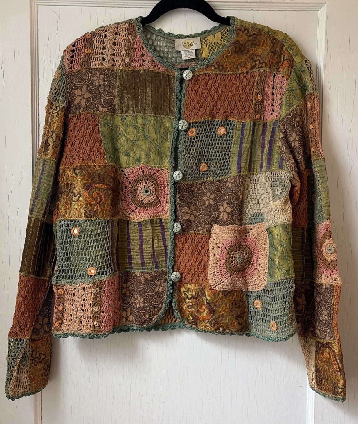 Vtg Y2K Sandy Starkman Patchwork Multi Texture Ar… - image 1