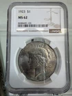 1923 Peace Dollar $1 NGC MS 62 Philadelphia Silver Coin Certified