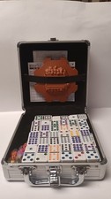 Cardinal's Mexican Train Dominoes Double 12 with Trains & Hub - Aluminum Case