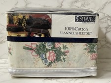Shavel 100 Cotton Flannel Sheet Set Queen Floral Flowers New Old Stock NOS NIP