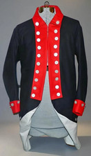 British Colonial American Revolution Officer Coat Navy Blue Wool Men Frock coat