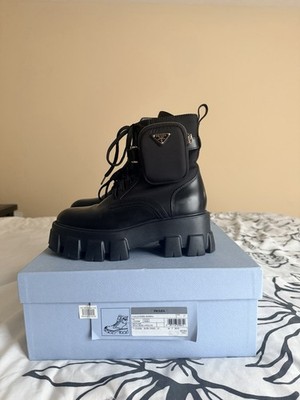 PRADA Monolith Re-Nylon Black  Boots With Pouch Zipper US 7 With Box and Dustbag