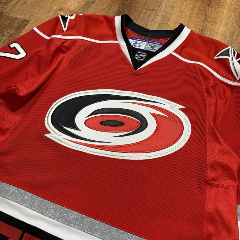 Auténtica camiseta Carolina Hurricanes Eric Staal Reebok On Ice NHL 56 correa de lucha Foto 4 de 4