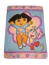 Dora The Explorer & Her Monkey Friend Boots Quilted Blanket 56 X 39 Nick Jr VTG