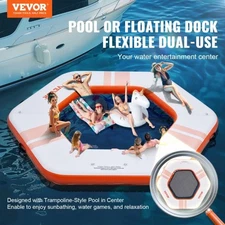 VEVOR Inflatable Floating Dock, ø8.5FT Inflatable Dock Platform with ø5FT Trampo