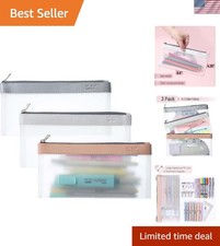 Durable Medium Clear Pencil Pouches - 8.50"x4.25" for Stationery Makeup