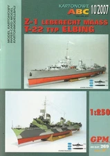 GPM 1:250 scale German destroyer Leberecht Maass & torpedoboat T22 paper model