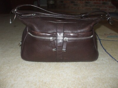 Auth Tod's brown leather multi pocket hobo stud shoulder bag tote handbag