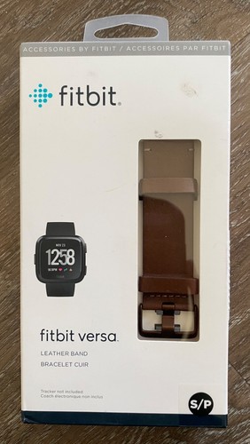 FITBIT VERSA Leather Band - Small ~ Cognac Brown ~ NEW IN BOX