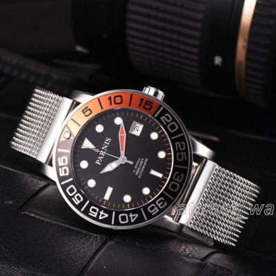 42mm Parnis Luminous Mark Miyota Automatic Men Watch Stainless Steel Bracelet