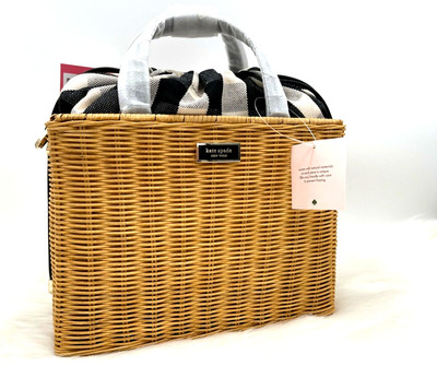 sam gingham wicker medium satchel