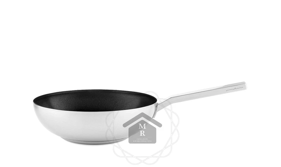 WOK SALTA PASTA ANTIADERENTE ACCIAIO INOX TRIPLO FONDO INDUZIONE STILE PININFARI - Immagine 3 di 4