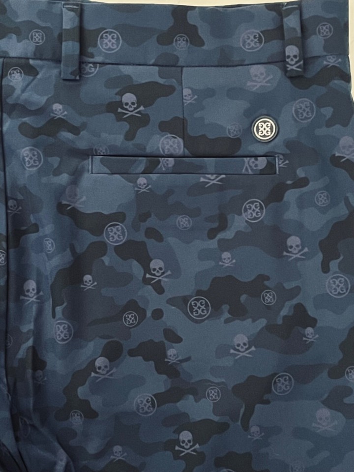NEW G/FORE Men's Camo Maverick Stretch Skull Logo Print Shorts Blue 35 ...