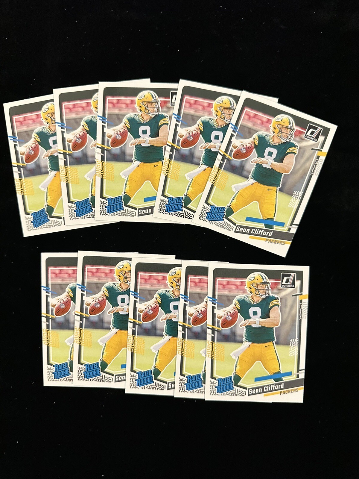 10 Card Lot 2023 Donruss Football Rated Rookie card Packer Sean