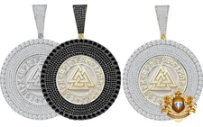 Men's Big 3'' Norse Viking Valknut Vegvisir Compass Pendent Charm Medallion