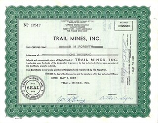 Trail Mines Inc. 1957